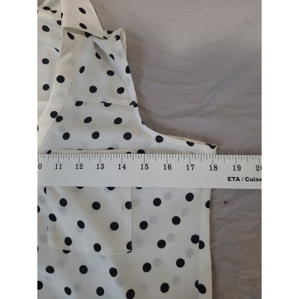 Express Portofino Blouse Women SZ XS sleeveless white blk. Polka dot button down - Picture 7 of 9